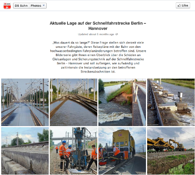 Die Bahn informiert über den Wasserstand im Sommer 2013. Fotos: Deutsche Bahn.