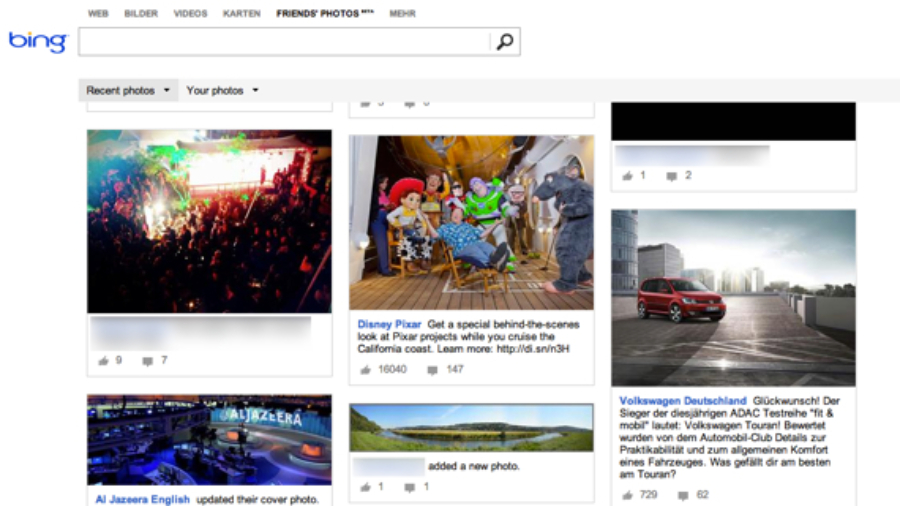 Bing integriert Facebook-Bilder in seine Suche