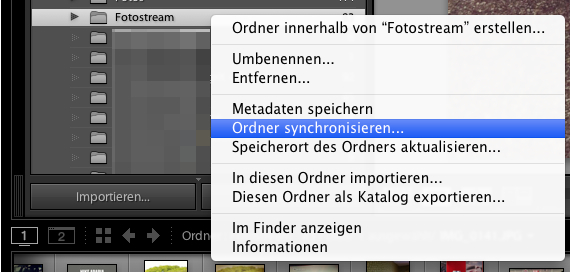 Lightroom zur Synchronisierung anstoßen