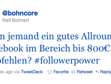 Notebooksuche bei Twitter